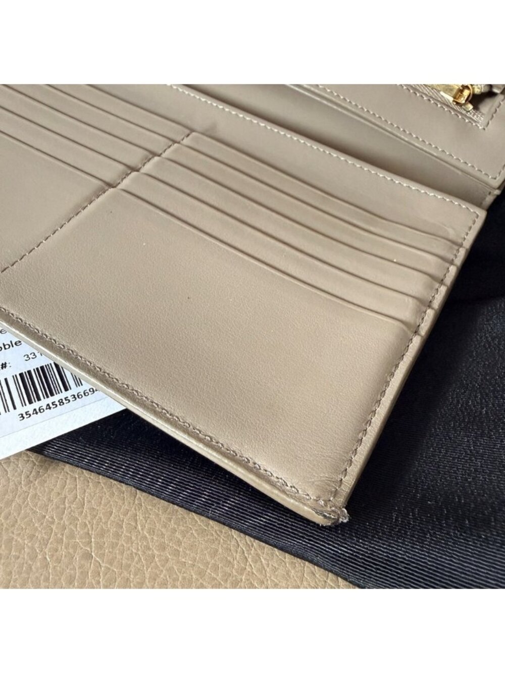 Celine Large Strap Wallet in Grained Calfskin Pebble Taupe/Gray Authentic - Picture 12 of 16